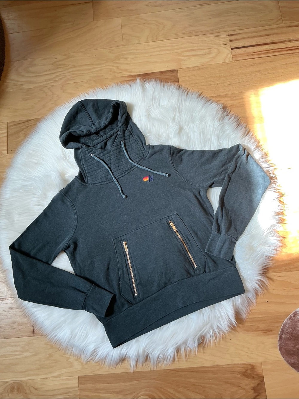 Aviator Nation Charcoal Gray Ninja Pullover Hoodie Size XS